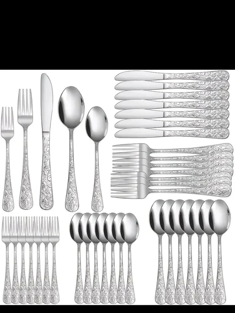 New 40pc Piece Stainless Steel Flatware Set - 1476-1782